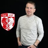 Sébastien Pico et le nouveau logo du HC Viège